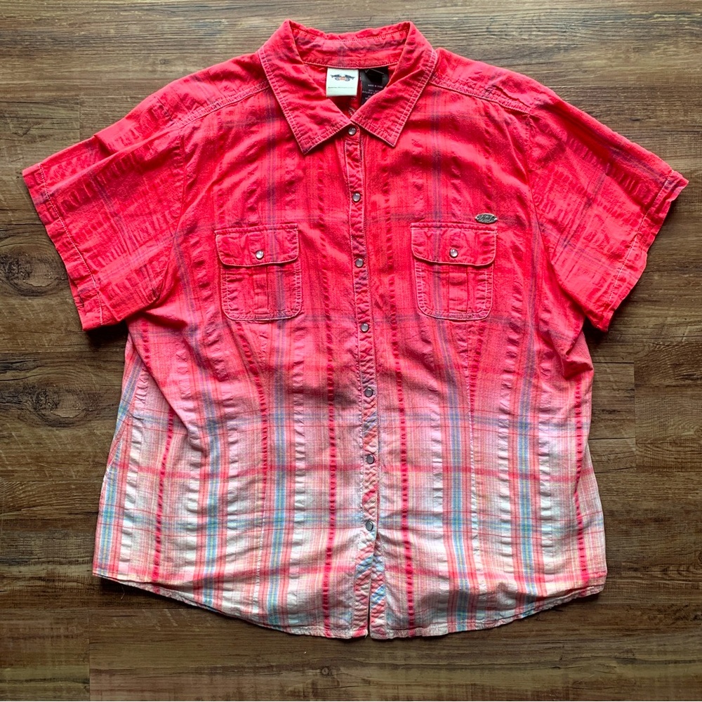 Harley Davidson Women’s Collared Button Up Pink Shirt Size 2XL